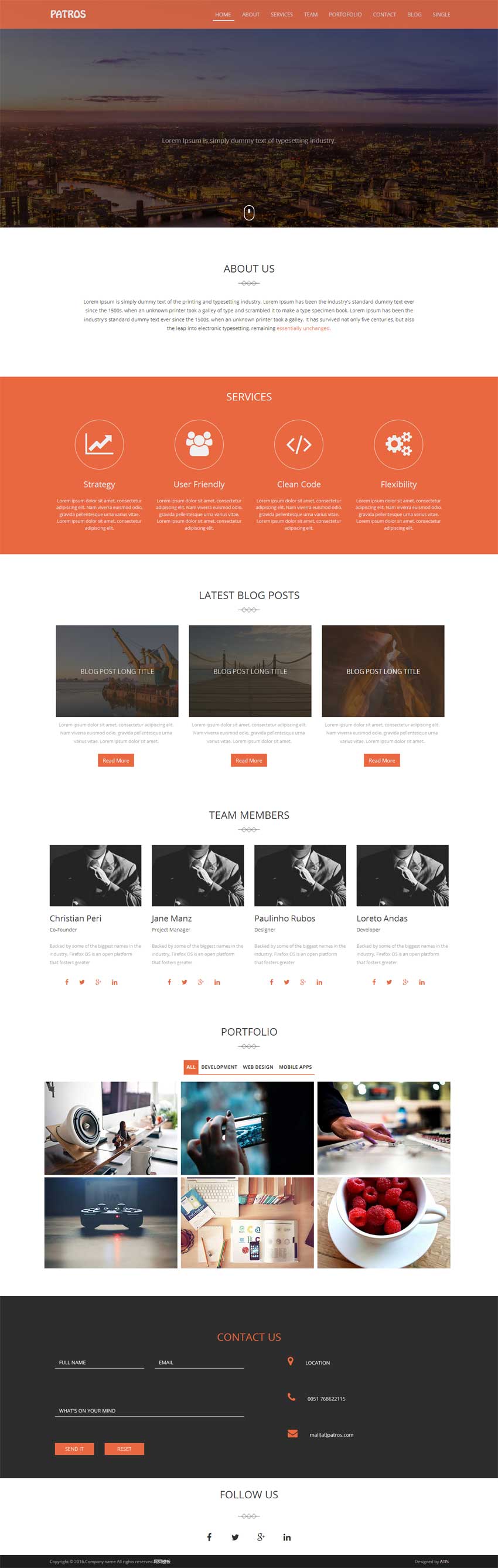 橙色扁平化网络商务公司单页展示html5模板_html单页模板牛品源码-源码下载-源码社区-zblog主题插件-PHP源码-三合一源码-直播源码-短视频源码-APP源码-即时通讯-源码-交友源码牛品源码网