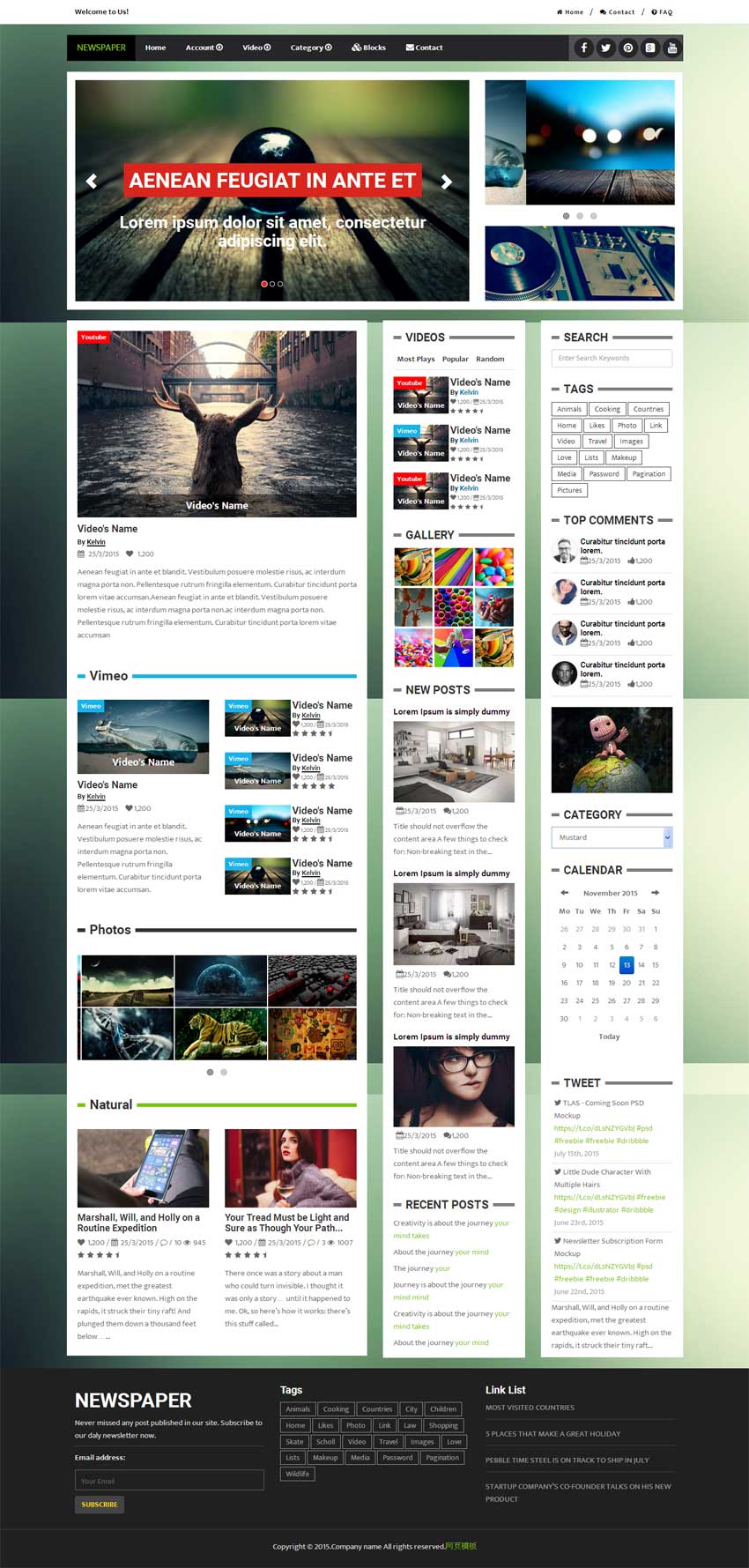 html5 css3国外新闻视频博客网站响应式模板_响应式网站模板牛品源码-源码下载-源码社区-zblog主题插件-PHP源码-三合一源码-直播源码-短视频源码-APP源码-即时通讯-源码-交友源码牛品源码网