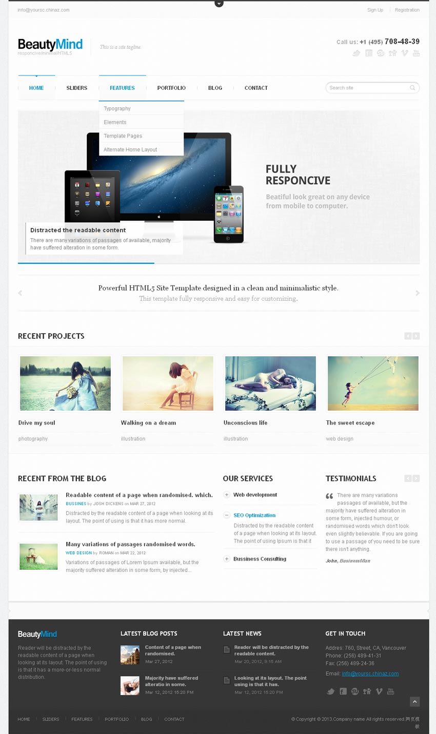 简洁的html5响应式设计企业博客网站模板整站下载_响应式网站模板牛品源码-源码下载-源码社区-zblog主题插件-PHP源码-三合一源码-直播源码-短视频源码-APP源码-即时通讯-源码-交友源码牛品源码网