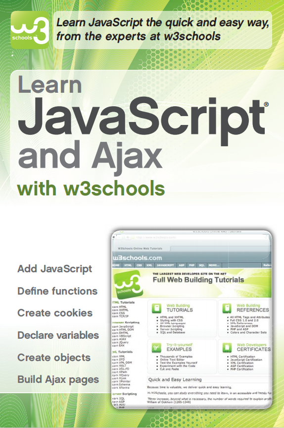 Learn javascript and Ajax with w3Schools 英文pdf_前端开发教程牛品源码-源码下载-源码社区-zblog主题插件-PHP源码-三合一源码-直播源码-短视频源码-APP源码-即时通讯-源码-交友源码牛品源码网