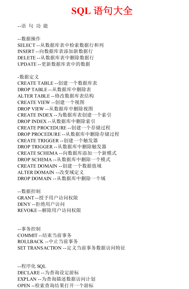 SQL语句大全大全（经典珍藏版）_数据库教程牛品源码-源码下载-源码社区-zblog主题插件-PHP源码-三合一源码-直播源码-短视频源码-APP源码-即时通讯-源码-交友源码牛品源码网