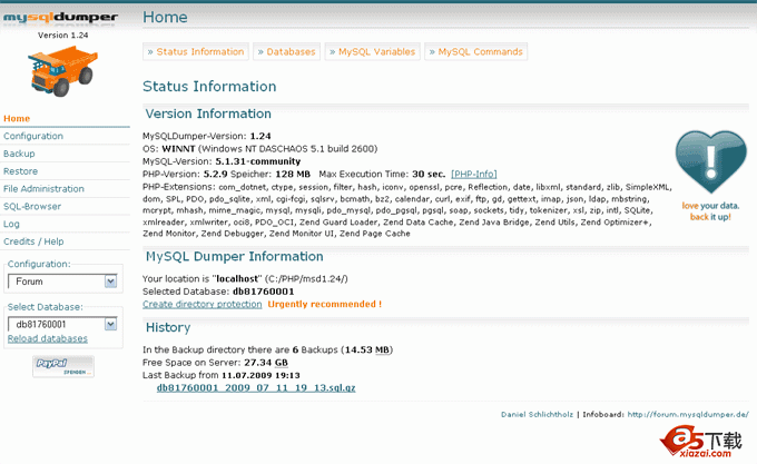 MySQL数据管理MySQLDumper v1.24.4