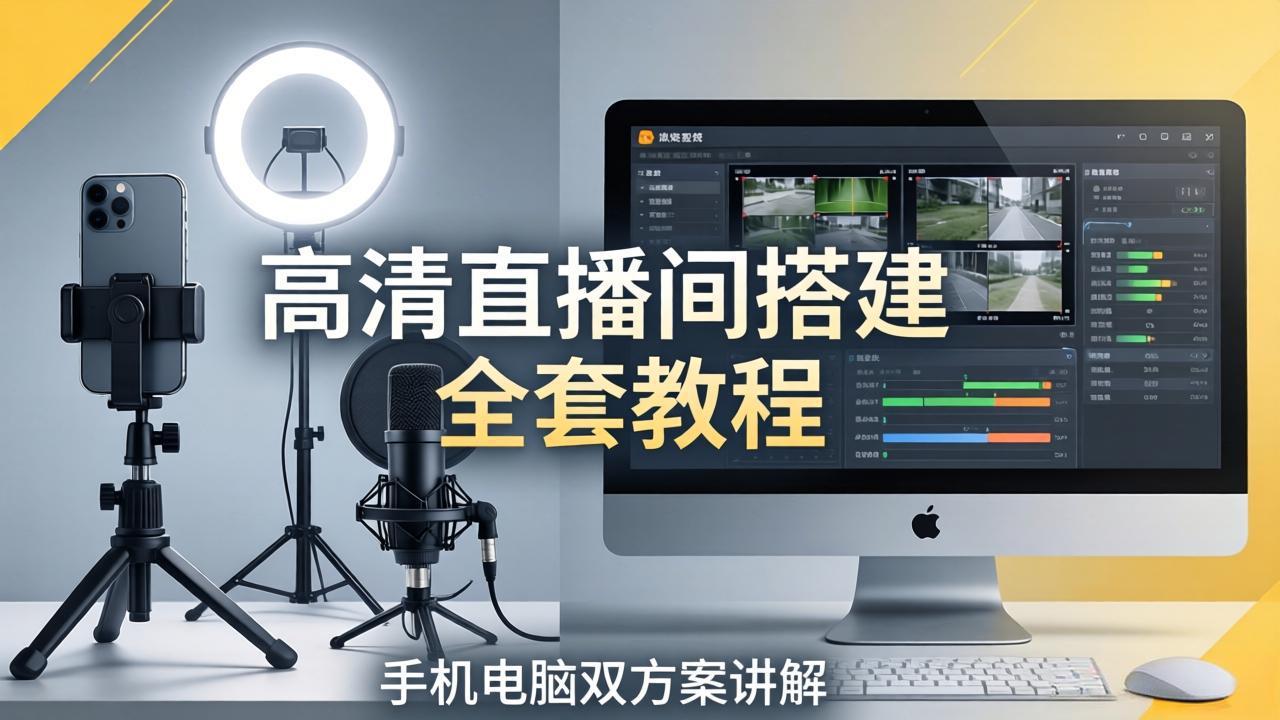高清直播间搭建全套教程,手机电脑双方案讲解,设备选型调试多机位实操教学牛品源码-源码下载-源码社区-zblog主题插件-PHP源码-三合一源码-直播源码-短视频源码-APP源码-即时通讯-源码-交友源码牛品源码
