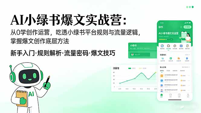 AI 小绿书爆文实战营:从0学创作运营,吃透小绿书平台规则与流量逻辑,掌握爆文创作底层方法牛品源码-源码下载-源码社区-zblog主题插件-PHP源码-三合一源码-直播源码-短视频源码-APP源码-即时通讯-源码-交友源码牛品源码