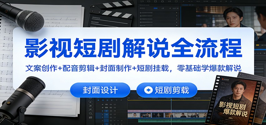 影视短剧解说全流程:文案创作+配音剪辑+封面制作+短剧挂载,零基础学爆款解说牛品源码-源码下载-源码社区-zblog主题插件-PHP源码-三合一源码-直播源码-短视频源码-APP源码-即时通讯-源码-交友源码牛品源码