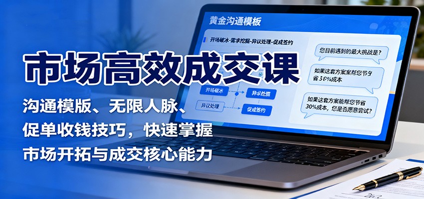 市场高效成交课:沟通模版、无限人脉、促单收钱技巧,快速掌握市场开拓与成交核心能力牛品源码-源码下载-源码社区-zblog主题插件-PHP源码-三合一源码-直播源码-短视频源码-APP源码-即时通讯-源码-交友源码牛品源码
