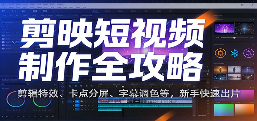 剪映短视频制作全攻略：剪辑特效、卡点分屏、字幕调色等，新手快速出片牛品源码-源码下载-源码社区-zblog主题插件-PHP源码-三合一源码-直播源码-短视频源码-APP源码-即时通讯-源码-交友源码牛品源码