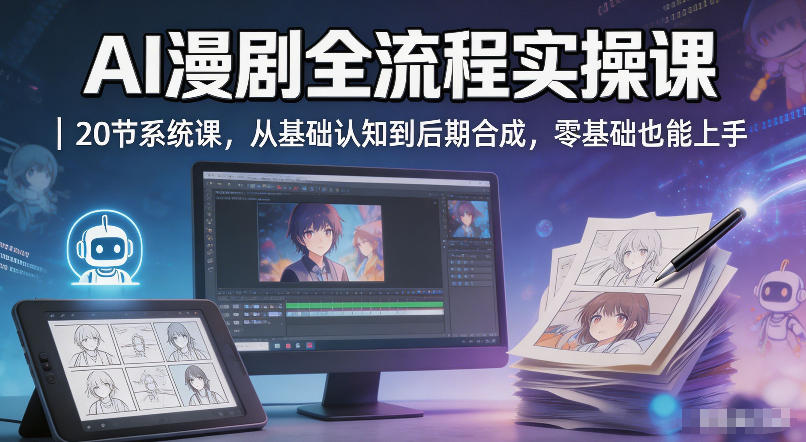 AI漫剧全流程实操课|20节系统课,从基础认知到后期合成,零基础也能上手牛品源码-源码下载-源码社区-zblog主题插件-PHP源码-三合一源码-直播源码-短视频源码-APP源码-即时通讯-源码-交友源码牛品源码