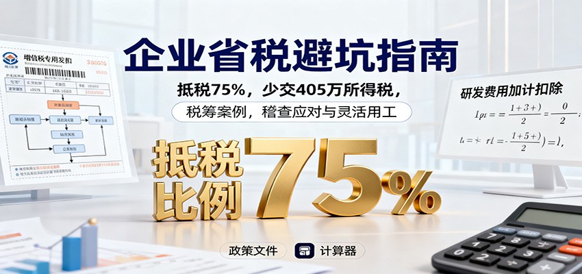 企业省税避坑指南：抵税75%，少交405万所得税，税筹案例，稽查应对与灵活用工牛品源码-源码下载-源码社区-zblog主题插件-PHP源码-三合一源码-直播源码-短视频源码-APP源码-即时通讯-源码-交友源码牛品源码