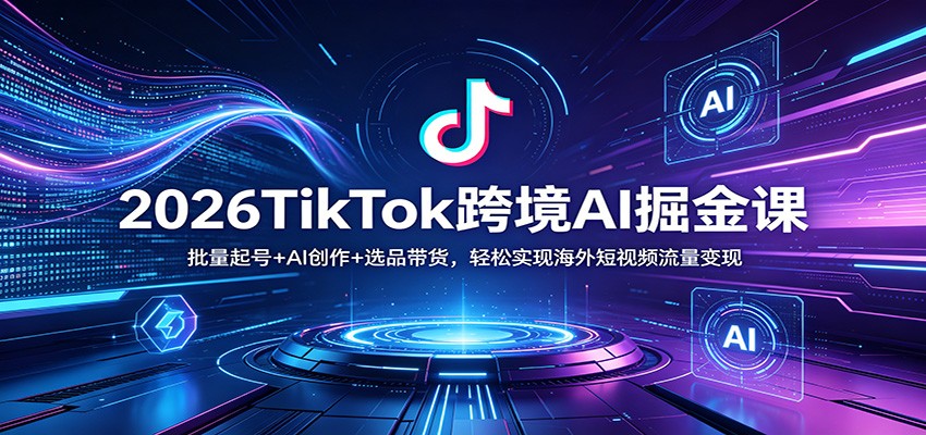 2026TikTok跨境AI掘金课:批量起号+AI创作+选品带货,轻松实现海外短视频流量变现牛品源码-源码下载-源码社区-zblog主题插件-PHP源码-三合一源码-直播源码-短视频源码-APP源码-即时通讯-源码-交友源码牛品源码