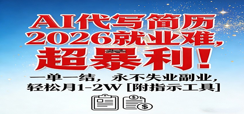 AI代写简历，2026就业难，超暴利！一单一结，永不失业副业，轻松月1-2W【附指令工具】牛品源码-源码下载-源码社区-zblog主题插件-PHP源码-三合一源码-直播源码-短视频源码-APP源码-即时通讯-源码-交友源码牛品源码