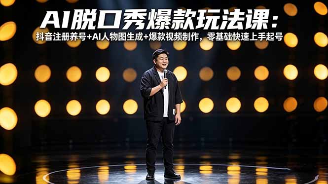 AI脱口秀爆款玩法课:抖音注册养号+AI人物图生成+爆款视频制作,零基础快速上手起号牛品源码-源码下载-源码社区-zblog主题插件-PHP源码-三合一源码-直播源码-短视频源码-APP源码-即时通讯-源码-交友源码牛品源码