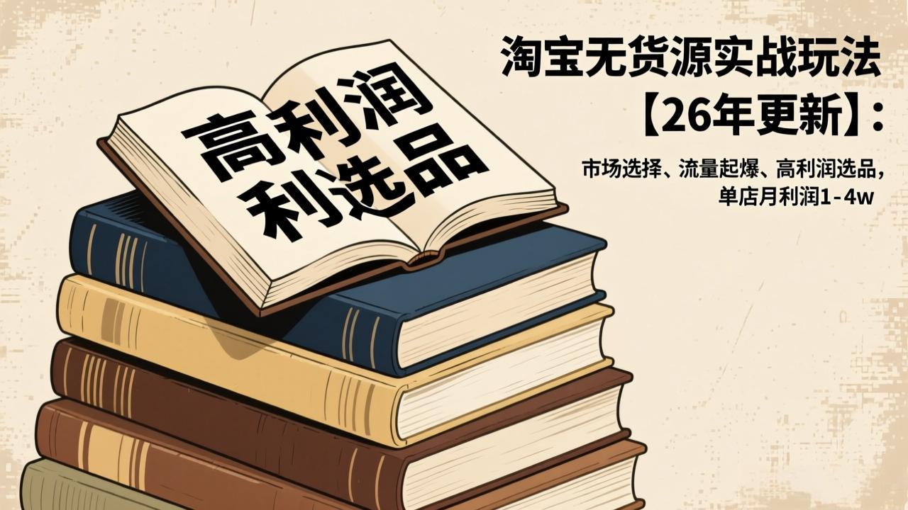 淘宝无货源实战玩法【26年更新】:市场选择、流量起爆、高利润选品,单店月利润1-4w牛品源码-源码下载-源码社区-zblog主题插件-PHP源码-三合一源码-直播源码-短视频源码-APP源码-即时通讯-源码-交友源码牛品源码
