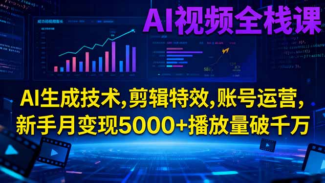AI视频全栈课:AI生成技术,剪辑特效,账号运营,新手月变现5000+播放量破千万牛品源码-源码下载-源码社区-zblog主题插件-PHP源码-三合一源码-直播源码-短视频源码-APP源码-即时通讯-源码-交友源码牛品源码