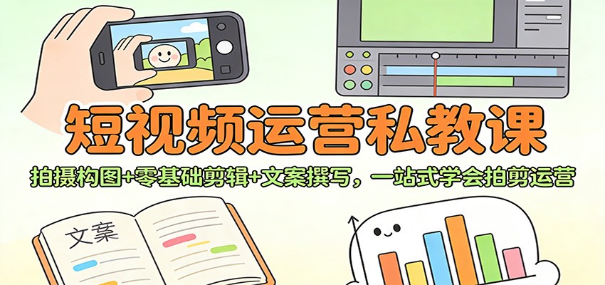 短视频运营私教课：拍摄构图+零基础剪辑 +文案撰写，一站式学会拍剪运营牛品源码-源码下载-源码社区-zblog主题插件-PHP源码-三合一源码-直播源码-短视频源码-APP源码-即时通讯-源码-交友源码牛品源码