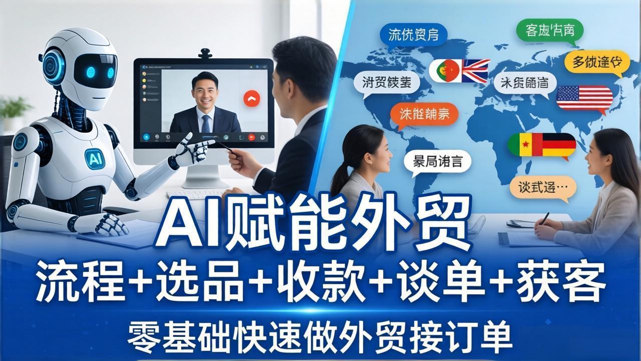 外贸+AI实战课：流程+选品+收款+谈单+获客，零基础快速做外贸接订单牛品源码-源码下载-源码社区-zblog主题插件-PHP源码-三合一源码-直播源码-短视频源码-APP源码-即时通讯-源码-交友源码牛品源码