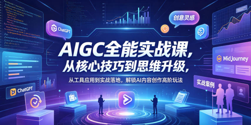 AIGC全能实战课,从核心技巧到思维升级,从工具应用到实战落地,解锁AI内容创作高阶玩法牛品源码-源码下载-源码社区-zblog主题插件-PHP源码-三合一源码-直播源码-短视频源码-APP源码-即时通讯-源码-交友源码牛品源码