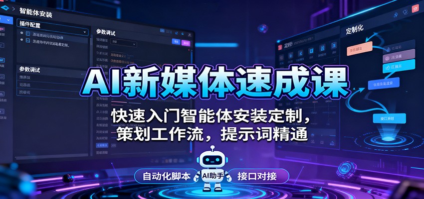 AI新媒体速成课:快速入门智能体安装定制,策划工作流,提示词精通牛品源码-源码下载-源码社区-zblog主题插件-PHP源码-三合一源码-直播源码-短视频源码-APP源码-即时通讯-源码-交友源码牛品源码