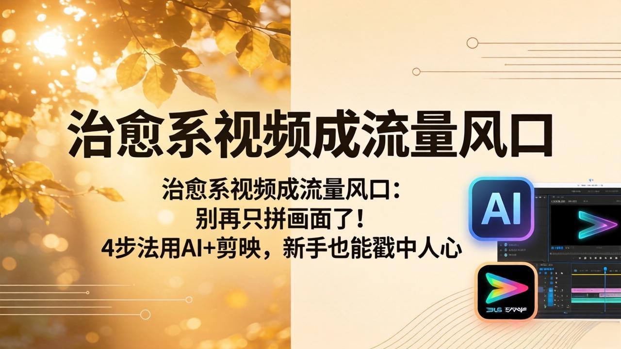 治愈系视频成流量风口：别再只拼画面了！4步法用AI+剪映，新手也能戳中人心牛品源码-源码下载-源码社区-zblog主题插件-PHP源码-三合一源码-直播源码-短视频源码-APP源码-即时通讯-源码-交友源码牛品源码