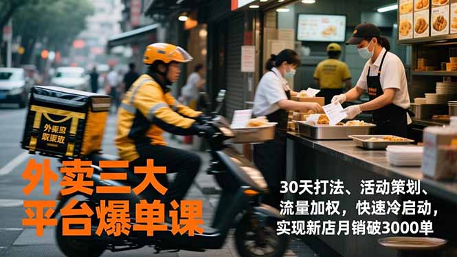 外卖三大平台爆单课,30天打法、活动策划、流量加权,快速冷启动,实现新店月销破3000单牛品源码-源码下载-源码社区-zblog主题插件-PHP源码-三合一源码-直播源码-短视频源码-APP源码-即时通讯-源码-交友源码牛品源码