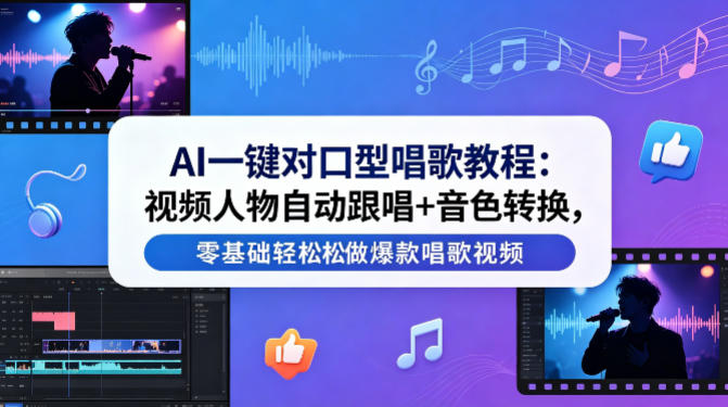 AI一键对口型唱歌教程：视频人物自动跟唱+音色转换，零基础轻松做爆款唱歌视频牛品源码-源码下载-源码社区-zblog主题插件-PHP源码-三合一源码-直播源码-短视频源码-APP源码-即时通讯-源码-交友源码牛品源码