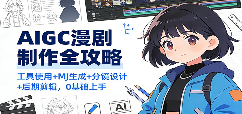 AIGC漫剧制作全攻略：工具使用+MJ生成+分镜设计+后期剪辑，0基础上手牛品源码-源码下载-源码社区-zblog主题插件-PHP源码-三合一源码-直播源码-短视频源码-APP源码-即时通讯-源码-交友源码牛品源码