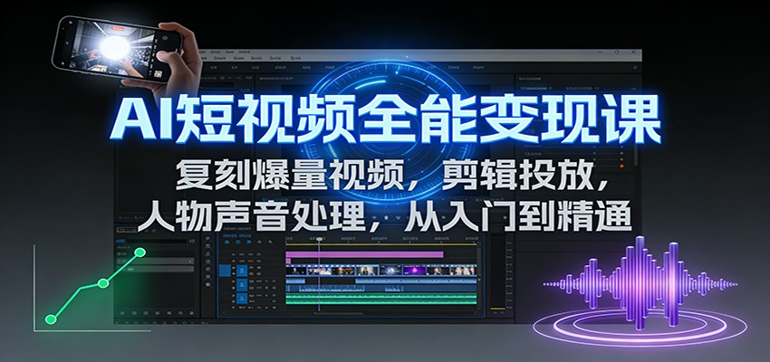 AI短视频全能变现课:复刻爆量视频,剪辑投放,人物声音处理,从入门到精通牛品源码-源码下载-源码社区-zblog主题插件-PHP源码-三合一源码-直播源码-短视频源码-APP源码-即时通讯-源码-交友源码牛品源码