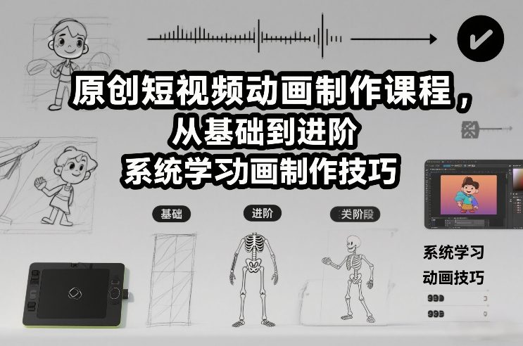 原创短视频动画制作课程,从基础到进阶,系统学习动画制作技巧牛品源码-源码下载-源码社区-zblog主题插件-PHP源码-三合一源码-直播源码-短视频源码-APP源码-即时通讯-源码-交友源码牛品源码