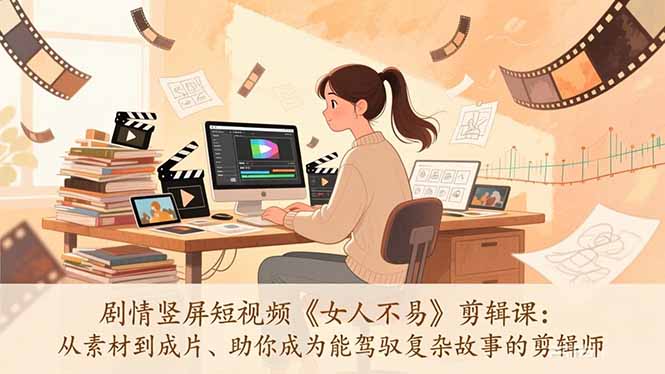 剧情竖屏短视频《女人不易》剪辑课:从素材到成片、助你成为能驾驭复杂故事的剪辑师牛品源码-源码下载-源码社区-zblog主题插件-PHP源码-三合一源码-直播源码-短视频源码-APP源码-即时通讯-源码-交友源码牛品源码