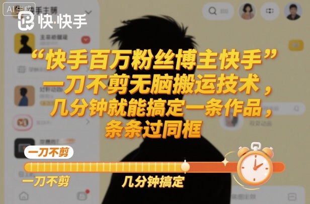 快手百万粉丝博主快手一刀不剪无脑搬运技术，几分钟就能搞定一条作品，条条过同框牛品源码-源码下载-源码社区-zblog主题插件-PHP源码-三合一源码-直播源码-短视频源码-APP源码-即时通讯-源码-交友源码牛品源码