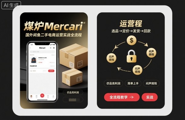煤炉Mercari国外闲鱼二手电商运营实战全流程,仿品高利润,简单上手,闷声搞钱牛品源码-源码下载-源码社区-zblog主题插件-PHP源码-三合一源码-直播源码-短视频源码-APP源码-即时通讯-源码-交友源码牛品源码