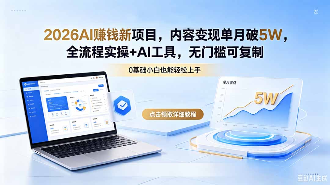 2026AI赚钱新项目,内容变现单月破5W,全流程实操+AI工具,无门槛可复制牛品源码-源码下载-源码社区-zblog主题插件-PHP源码-三合一源码-直播源码-短视频源码-APP源码-即时通讯-源码-交友源码牛品源码