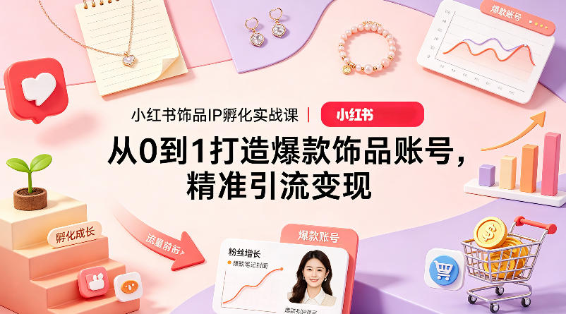 小红书饰品IP孵化实战课｜从0到1打造爆款饰品账号，精准引流变现牛品源码-源码下载-源码社区-zblog主题插件-PHP源码-三合一源码-直播源码-短视频源码-APP源码-即时通讯-源码-交友源码牛品源码