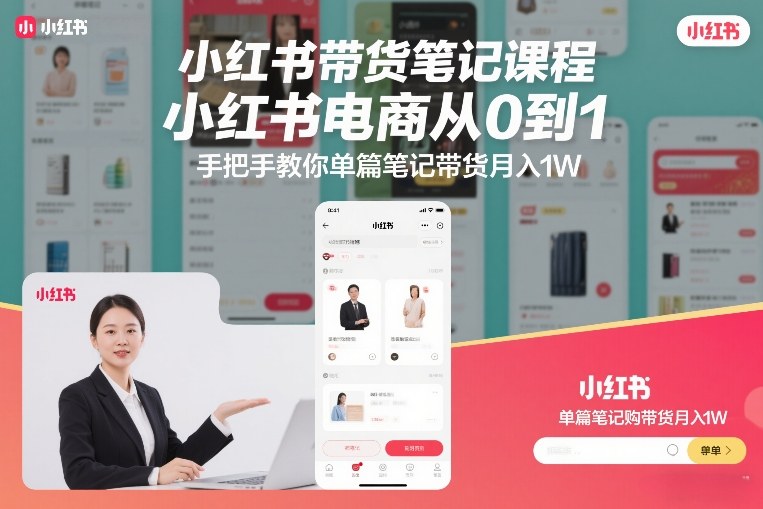 小红书带货笔记课程，小红书电商从0到1，手把手教你单篇笔记带货月入1W牛品源码-源码下载-源码社区-zblog主题插件-PHP源码-三合一源码-直播源码-短视频源码-APP源码-即时通讯-源码-交友源码牛品源码