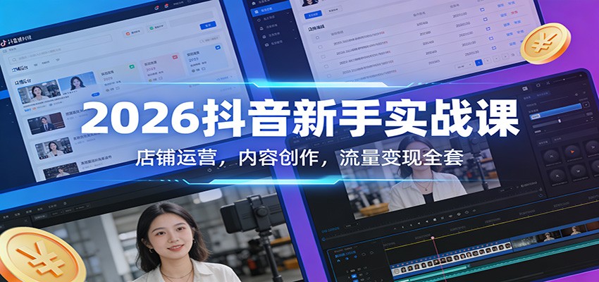 2026抖音新手实战课：店铺运营，内容创作，流量变现全套牛品源码-源码下载-源码社区-zblog主题插件-PHP源码-三合一源码-直播源码-短视频源码-APP源码-即时通讯-源码-交友源码牛品源码