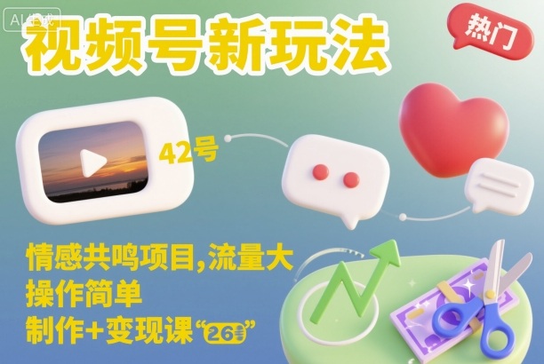 视频号新玩法,情感共鸣项目,流量大,操作简单,制作+变现课牛品源码-源码下载-源码社区-zblog主题插件-PHP源码-三合一源码-直播源码-短视频源码-APP源码-即时通讯-源码-交友源码牛品源码