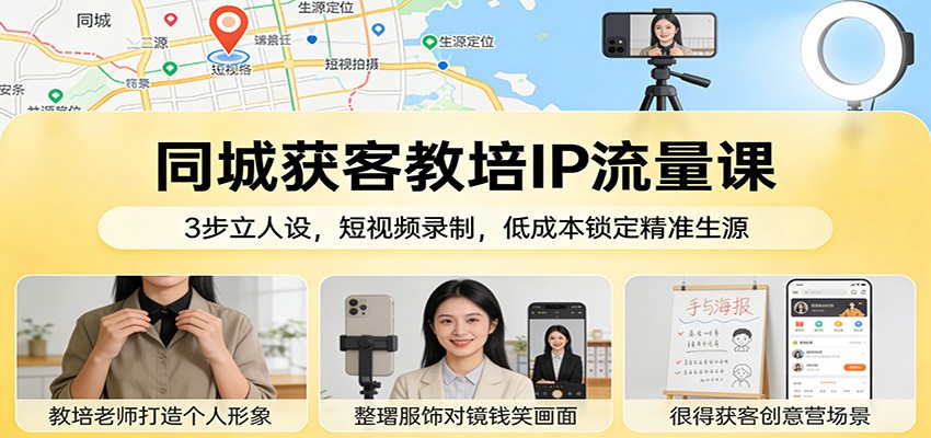 同城获客教培IP流量课：3步立人设，短视频录制，低成本锁定精准生源牛品源码-源码下载-源码社区-zblog主题插件-PHP源码-三合一源码-直播源码-短视频源码-APP源码-即时通讯-源码-交友源码牛品源码