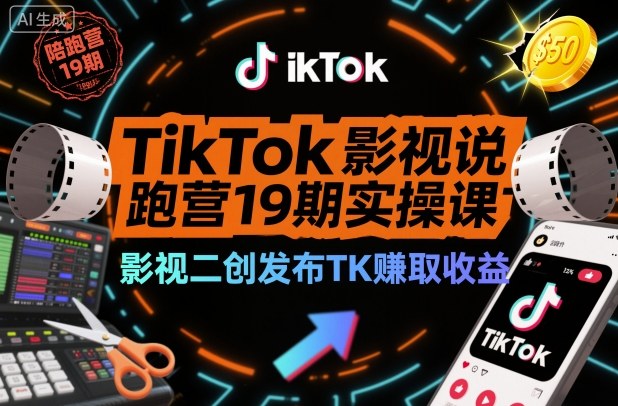 TikTok影视解说陪跑营19期实操课,影视二创发布TK賺取收益,万播收益50美金牛品源码-源码下载-源码社区-zblog主题插件-PHP源码-三合一源码-直播源码-短视频源码-APP源码-即时通讯-源码-交友源码牛品源码