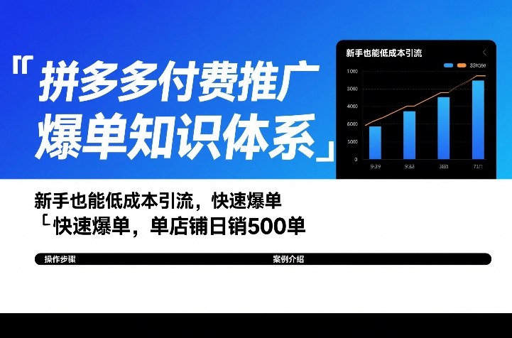 拼多多付费推广爆单知识体系,新手也能低成本引流,快速爆单,单店铺日销500单牛品源码-源码下载-源码社区-zblog主题插件-PHP源码-三合一源码-直播源码-短视频源码-APP源码-即时通讯-源码-交友源码牛品源码
