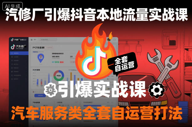 汽修厂引爆抖音本地流量实战课，汽车服务类全套自运营打法牛品源码-源码下载-源码社区-zblog主题插件-PHP源码-三合一源码-直播源码-短视频源码-APP源码-即时通讯-源码-交友源码牛品源码