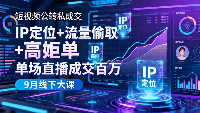 短视频公转私成交9月线下大课，IP定位+流量偷取+高客单，单场直播成交百万牛品源码-源码下载-源码社区-zblog主题插件-PHP源码-三合一源码-直播源码-短视频源码-APP源码-即时通讯-源码-交友源码牛品源码
