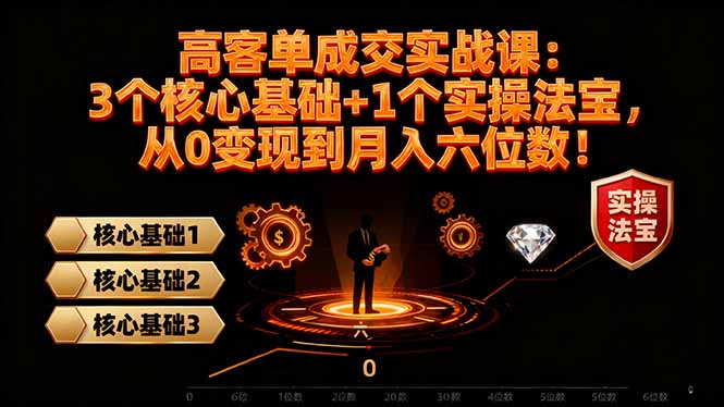高 客单成交实战课：3个核心基础+1个实操法宝，从0变现到月入六位数！牛品源码-源码下载-源码社区-zblog主题插件-PHP源码-三合一源码-直播源码-短视频源码-APP源码-即时通讯-源码-交友源码牛品源码
