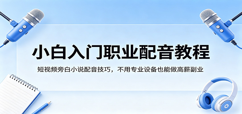 小白入门职业配音教程,短视频旁白小说配音技巧,不用专业设备也能做高薪副业牛品源码-源码下载-源码社区-zblog主题插件-PHP源码-三合一源码-直播源码-短视频源码-APP源码-即时通讯-源码-交友源码牛品源码
