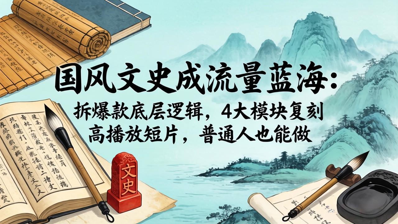 国风文史成流量蓝海：拆爆款底层逻辑，4大模块复刻高播放短片，普通人也能做牛品源码-源码下载-源码社区-zblog主题插件-PHP源码-三合一源码-直播源码-短视频源码-APP源码-即时通讯-源码-交友源码牛品源码