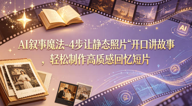 AI叙事魔法-4步让静态照片“开口讲故事”，轻松制作高质感回忆短片牛品源码-源码下载-源码社区-zblog主题插件-PHP源码-三合一源码-直播源码-短视频源码-APP源码-即时通讯-源码-交友源码牛品源码
