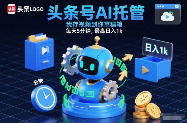 头条号AI托管,我存视频到你草稿箱,每天5分钟,最高日入1k【揭秘】牛品源码-源码下载-源码社区-zblog主题插件-PHP源码-三合一源码-直播源码-短视频源码-APP源码-即时通讯-源码-交友源码牛品源码