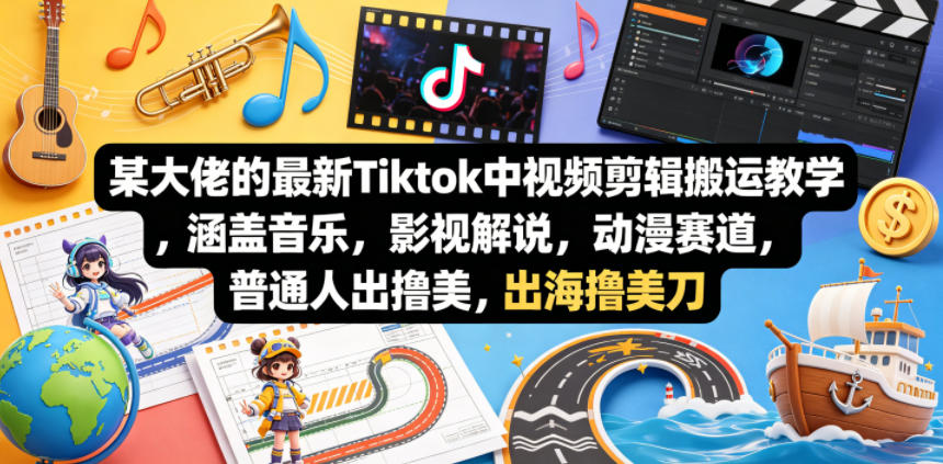 某大佬的最新Tiktok中视频剪辑搬运教学，涵盖音乐，影视解说，动漫赛道，普通人出海撸美刀牛品源码-源码下载-源码社区-zblog主题插件-PHP源码-三合一源码-直播源码-短视频源码-APP源码-即时通讯-源码-交友源码牛品源码
