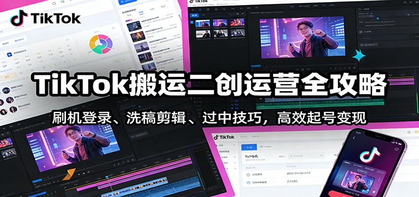 TikTok搬运二创运营全攻略：刷机登录、洗稿剪辑 、过中技巧，高效起号变现牛品源码-源码下载-源码社区-zblog主题插件-PHP源码-三合一源码-直播源码-短视频源码-APP源码-即时通讯-源码-交友源码牛品源码
