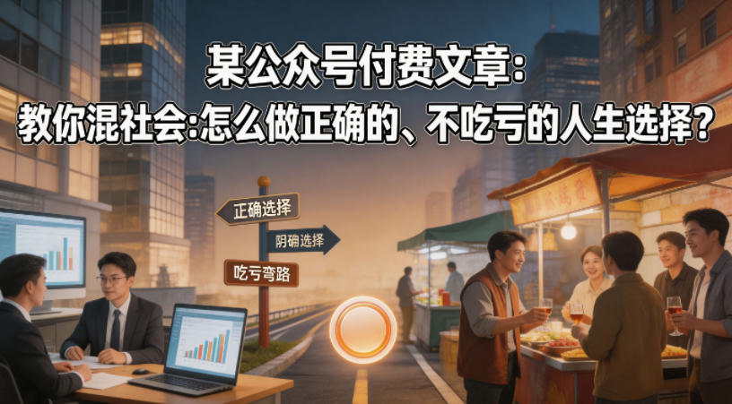 某公众号付费文章：教你混社会：怎么做正确的、不吃亏的人生选择？牛品源码-源码下载-源码社区-zblog主题插件-PHP源码-三合一源码-直播源码-短视频源码-APP源码-即时通讯-源码-交友源码牛品源码