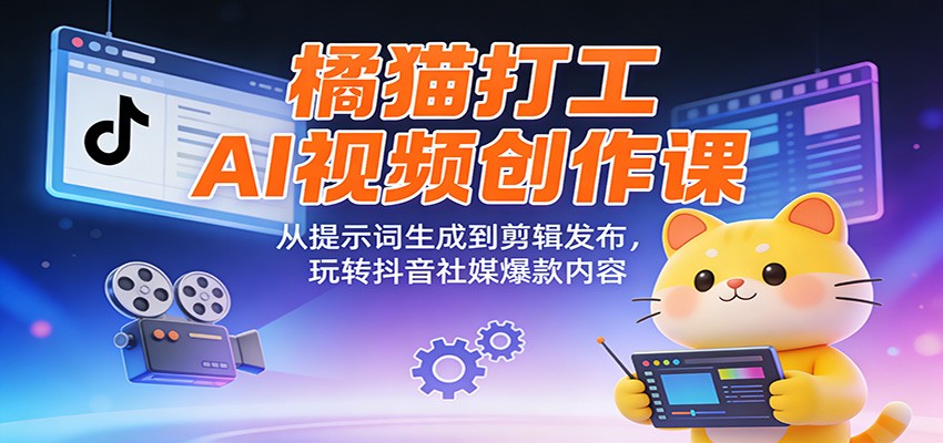 橘猫打工AI视频创作课：从提示词生成到剪辑发布，玩转抖音社媒爆款内容牛品源码-源码下载-源码社区-zblog主题插件-PHP源码-三合一源码-直播源码-短视频源码-APP源码-即时通讯-源码-交友源码牛品源码